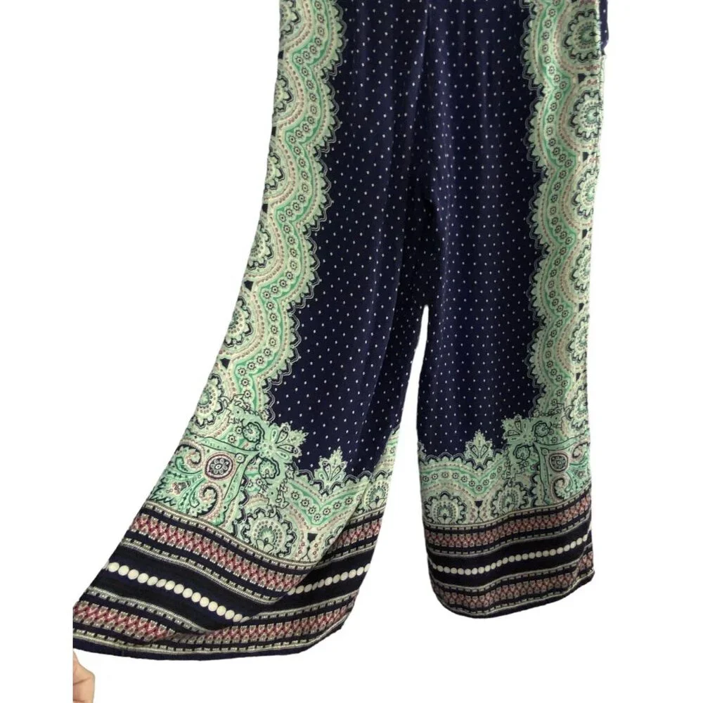 Anthropologie ELEVENSES Women Wide Leg Crop Pants Polka Dots Sz 0 Paisley 77-47‎